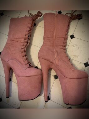 8 inch pleaser faux suede platform boots